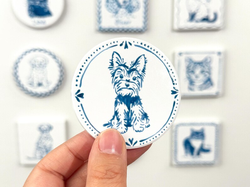 Custom Delft Ceramic Pet Portrait Magnet