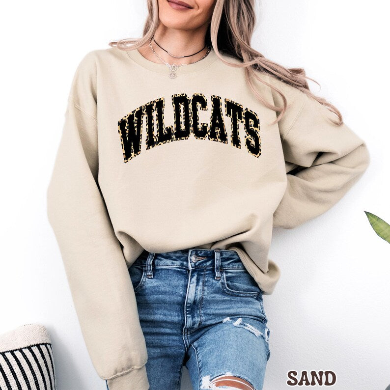 Custom Leopard Outline Varsity Crewneck Sweatshirt