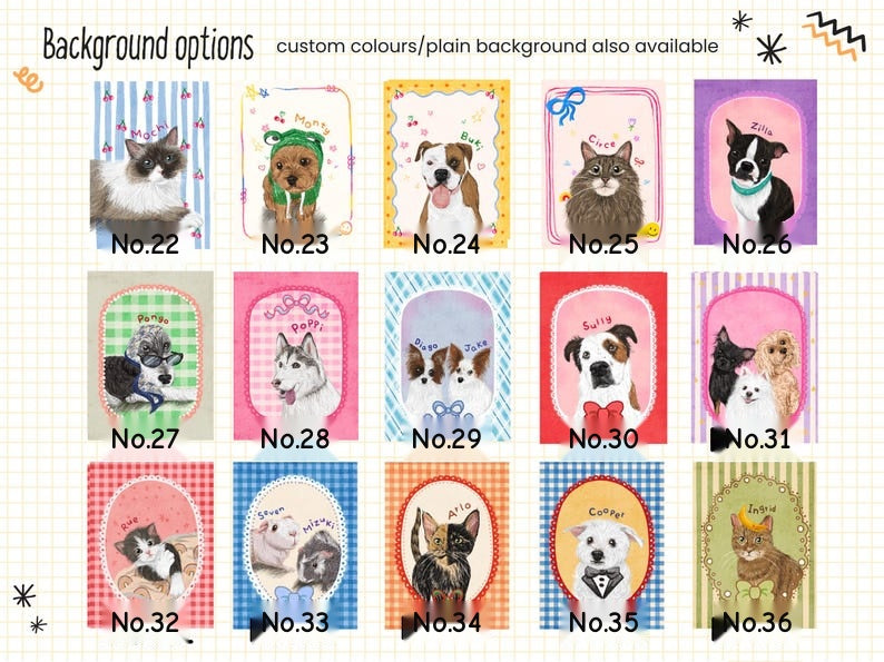 Personalized Hand-Drawn Starry Pet Portrait