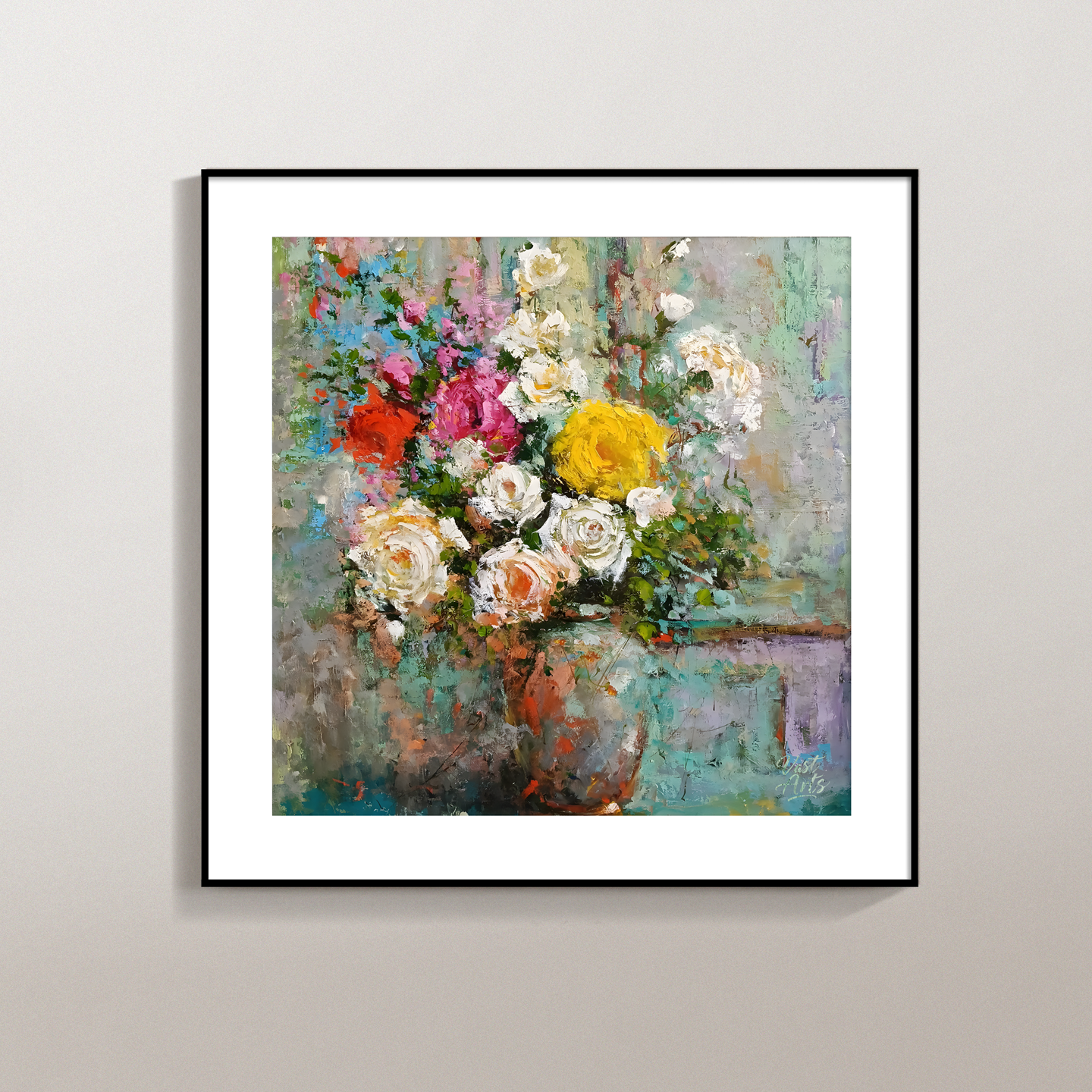 Textured Impasto Floral Oil Painting Vintage Floral Wall Art Print