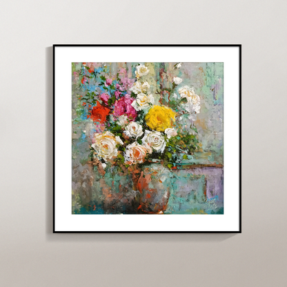 Textured Impasto Floral Oil Painting Vintage Floral Wall Art Print