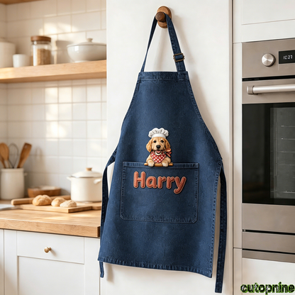 Custom Pet Portrait Embroidered Apron