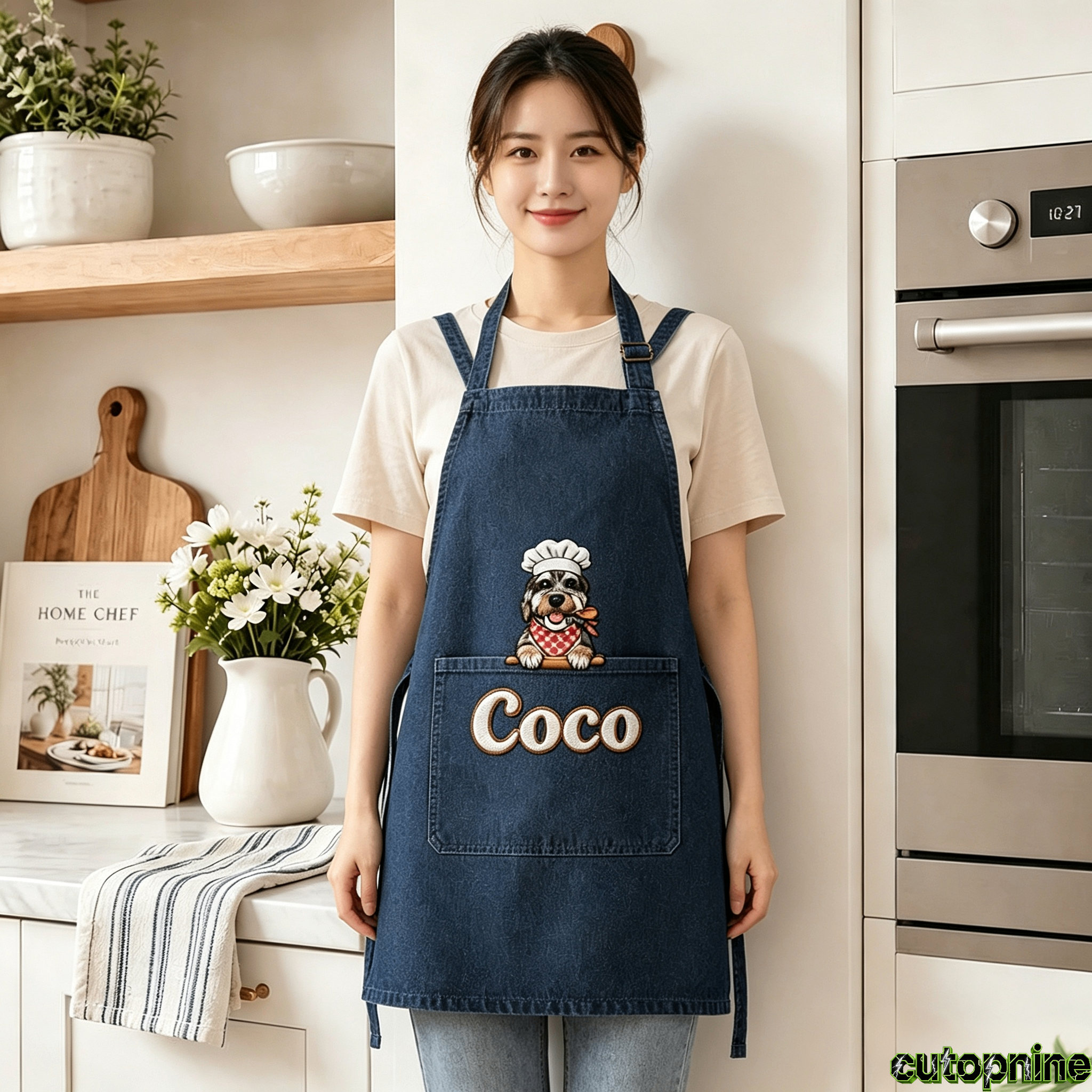 Custom Pet Portrait Embroidered Apron