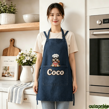 Custom Pet Portrait Embroidered Apron