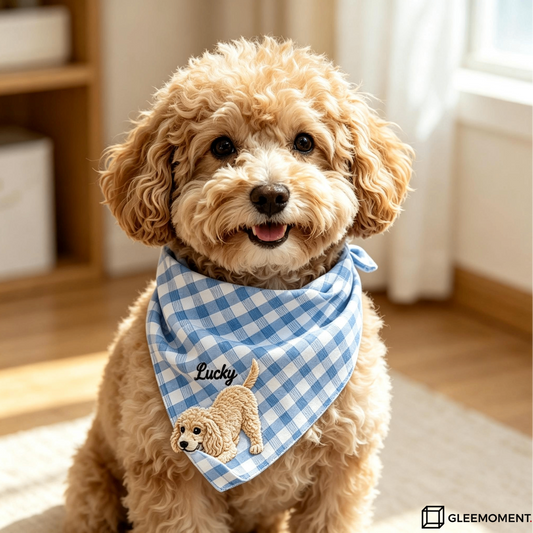 Custom Pet Portrait Embroidered Dog Bandana
