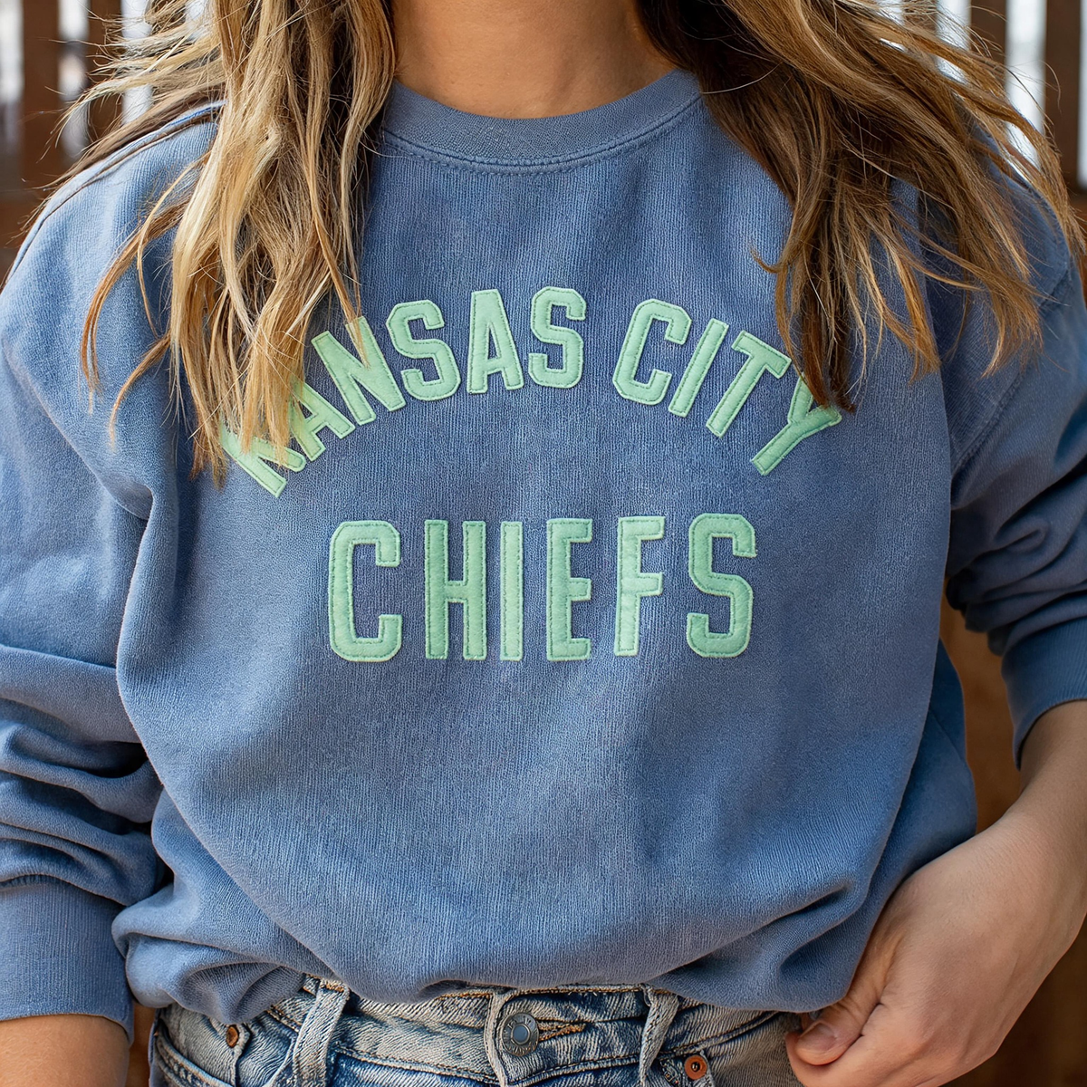 Custom Stitched Team Spirit  Retro Wool Felt Sweatshirt