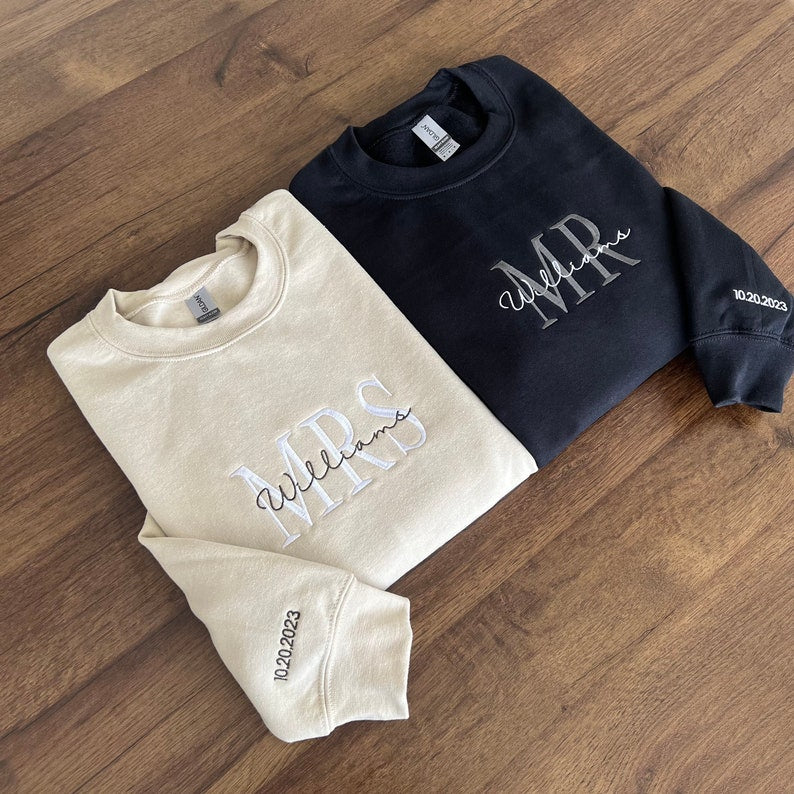 Custom Mr and Mrs Embroidered Sweatshirt