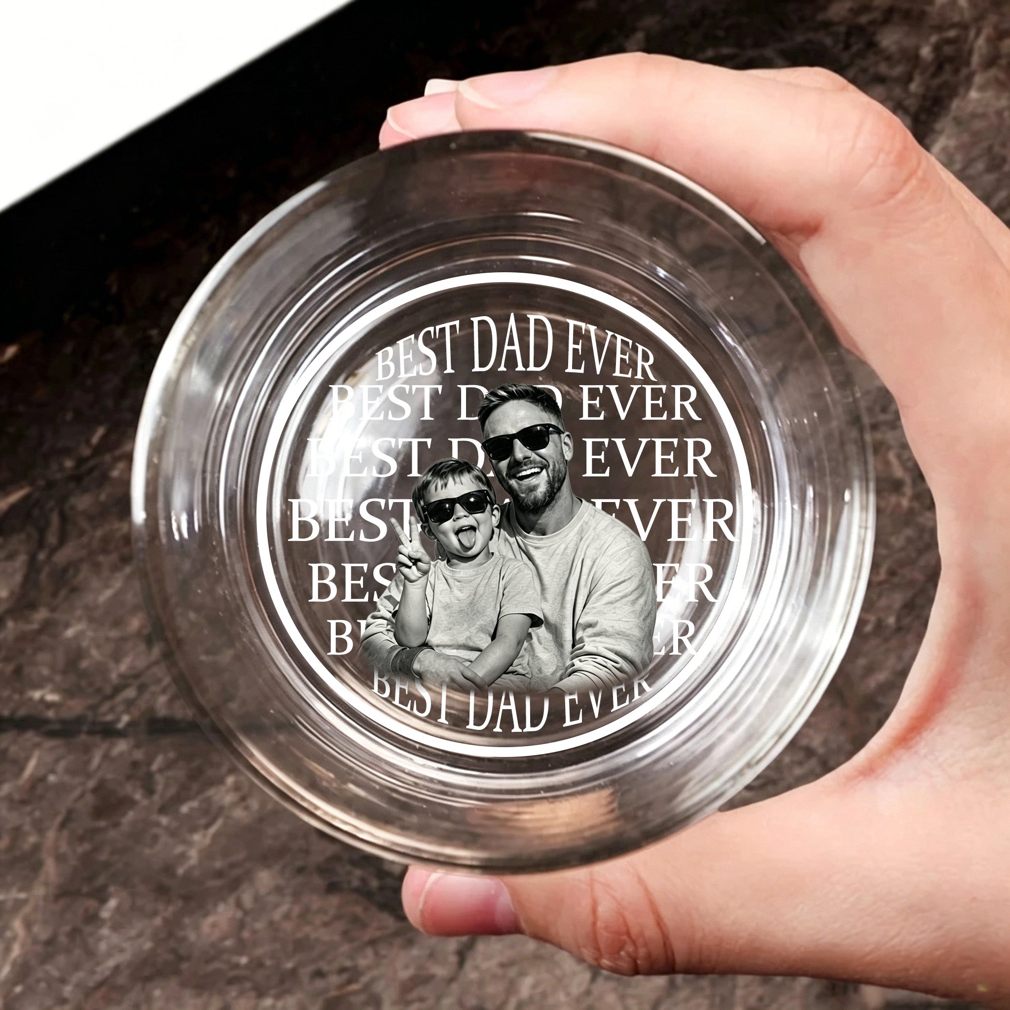The "Best Dad Ever" Custom Portrait Whiskey Glass