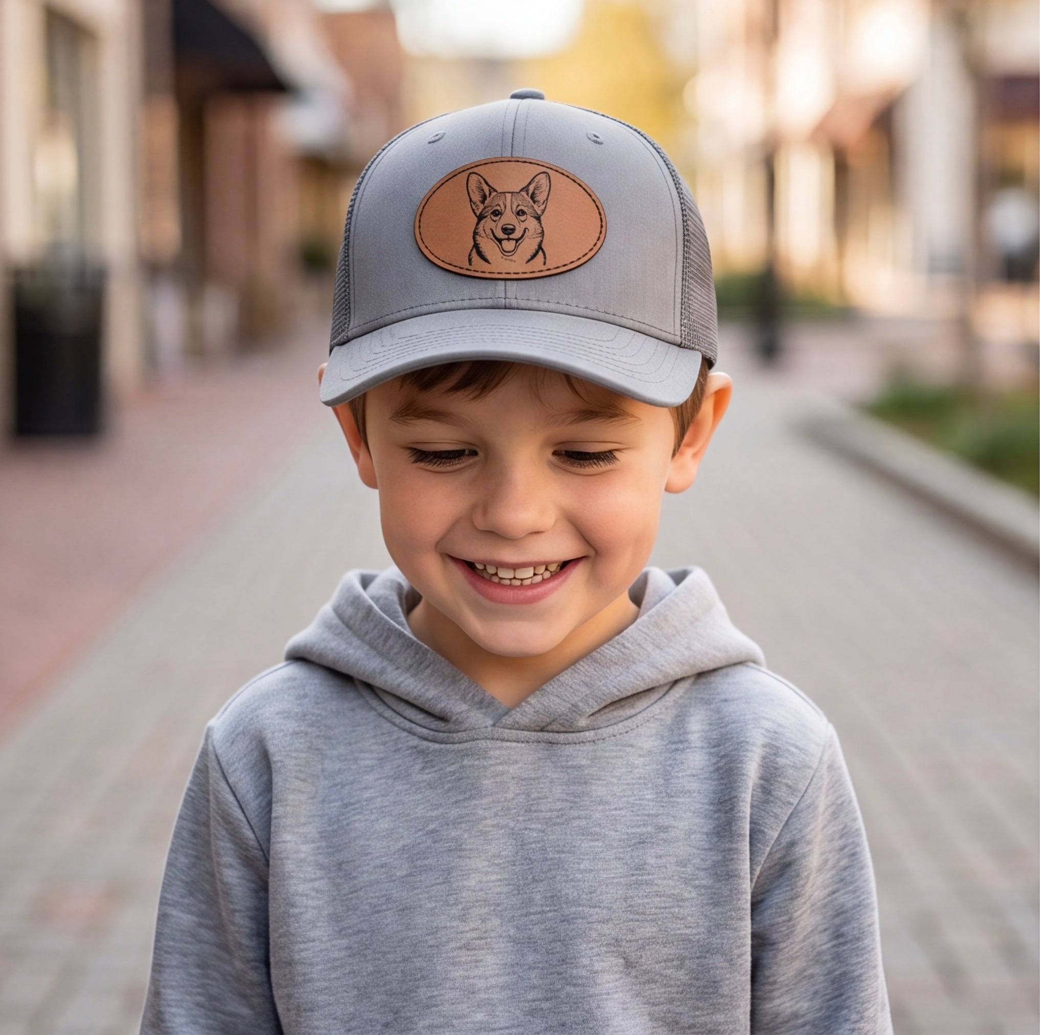 Custom Pet Leather Patch Trucker Hat | Engraved Pet Portrait Cap | Adjustable Unisex Hat for Pet Lovers