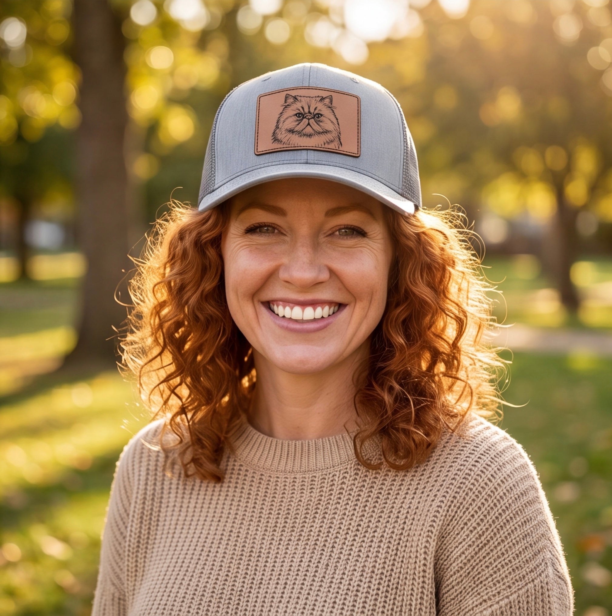 Custom Pet Leather Patch Trucker Hat | Engraved Pet Portrait Cap | Adjustable Unisex Hat for Pet Lovers