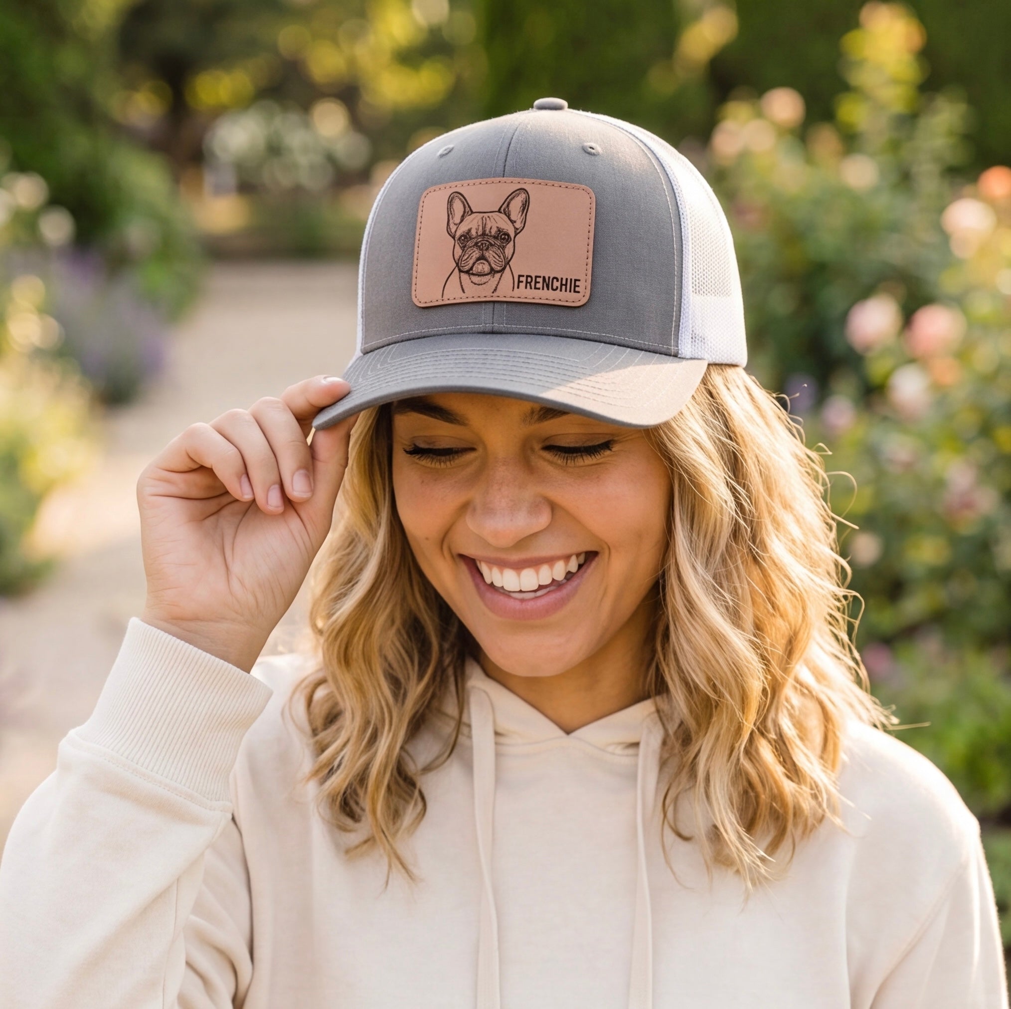 Custom Pet Leather Patch Trucker Hat | Engraved Pet Portrait Cap | Adjustable Unisex Hat for Pet Lovers
