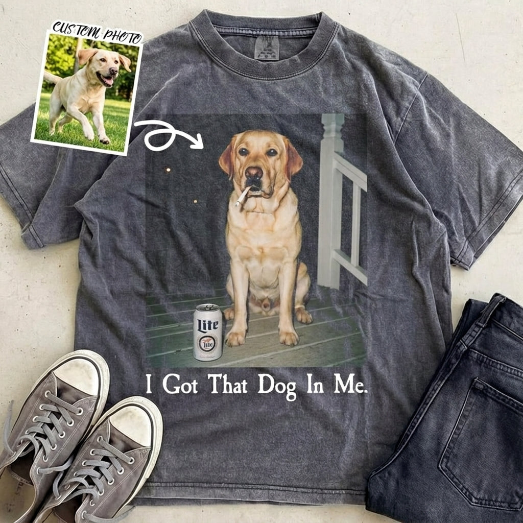 Vintage Washed Custom Pet Portrait Graphic Tee Funny Pet Sweatshirt