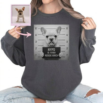 Custom Pet Mugshot Tee – Funny Personalized Dog Cat Jail Portrait T-Shirt