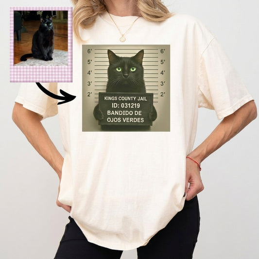 Custom Pet Mugshot Tee – Funny Personalized Dog Cat Jail Portrait T-Shirt