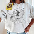 Personalized Custom Pet Selfie Sketch Crewneck Sweatshirt