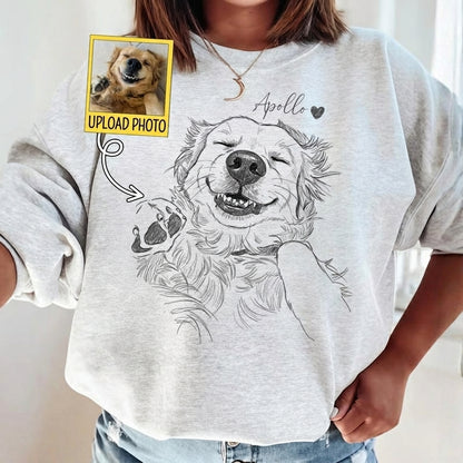 Personalized Custom Pet Selfie Sketch Crewneck Sweatshirt