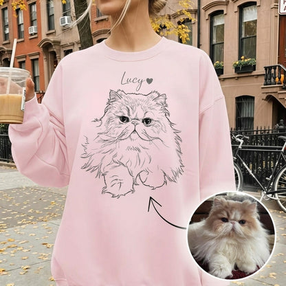 Personalized Custom Pet Selfie Sketch Crewneck Sweatshirt