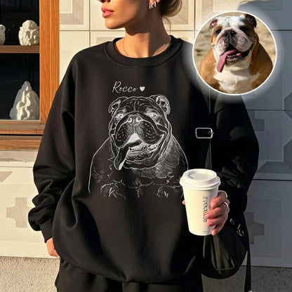 Personalized Custom Pet Selfie Sketch Crewneck Sweatshirt