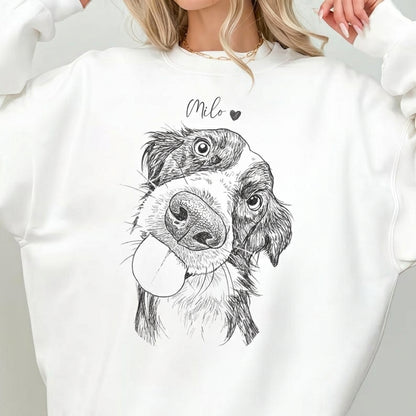 Personalized Custom Pet Selfie Sketch Crewneck Sweatshirt