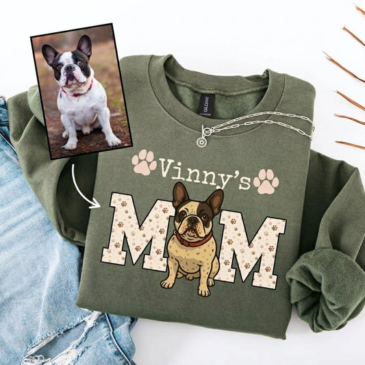 Personalized Custom Dog Mom Pet Portrait Sweatshirt