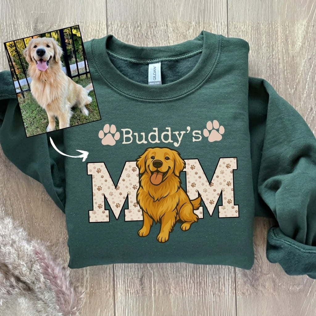 Personalized Custom Dog Mom Pet Portrait Sweatshirt