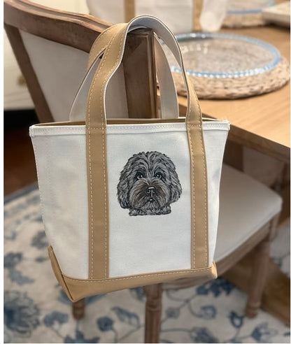 Custom Embroidered Pet Portrait Tote Bag
