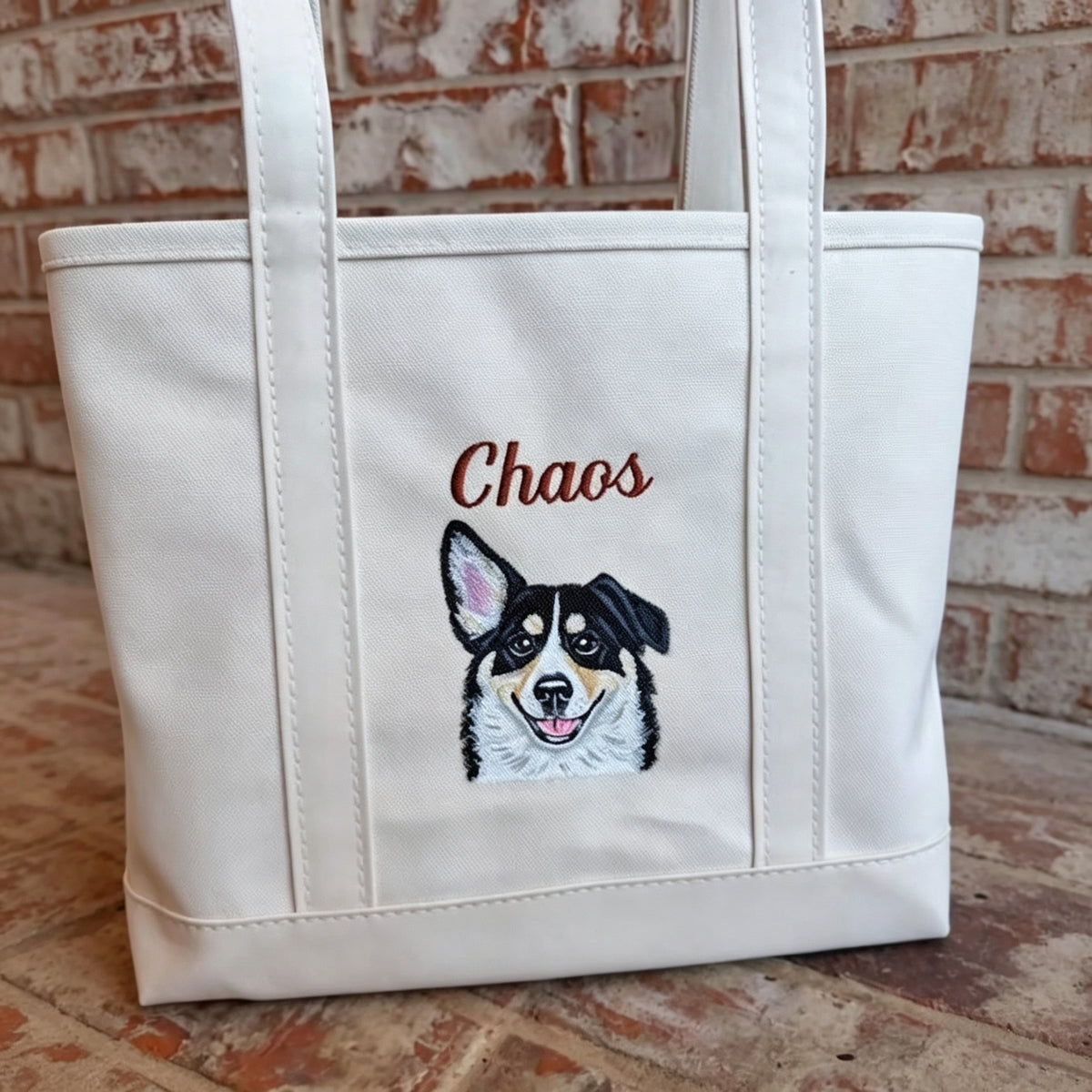 Custom Embroidered Pet Portrait Tote Bag