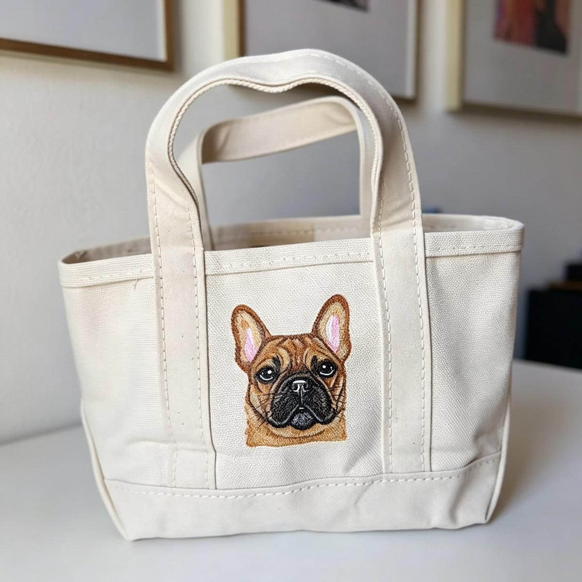 Custom Embroidered Pet Portrait Tote Bag