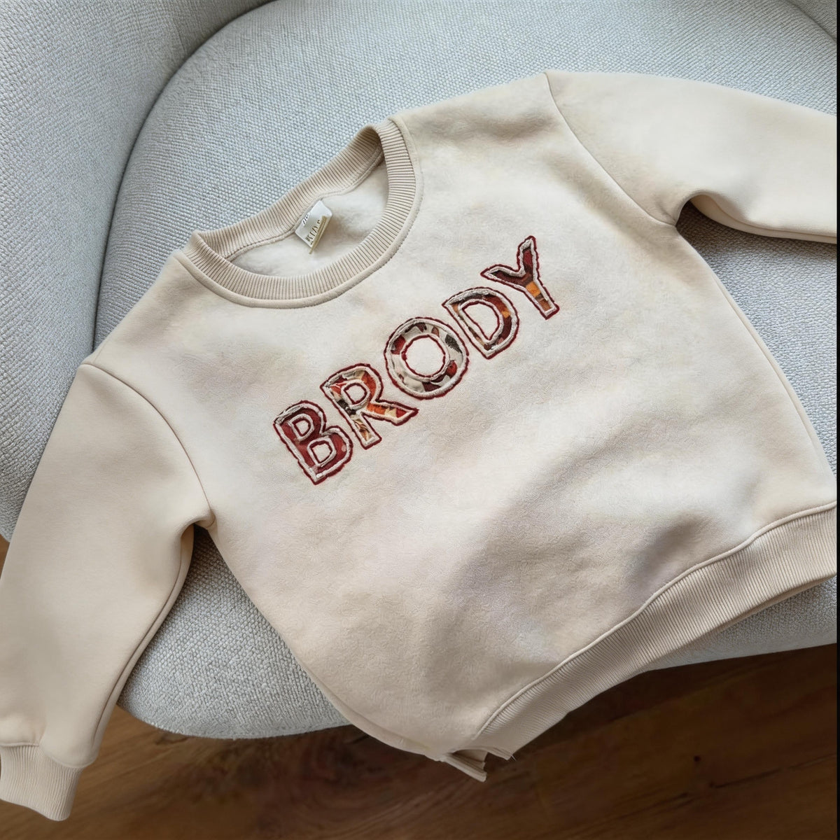 Custom Fall Floral Fabric Patch Letter Sweatshirt