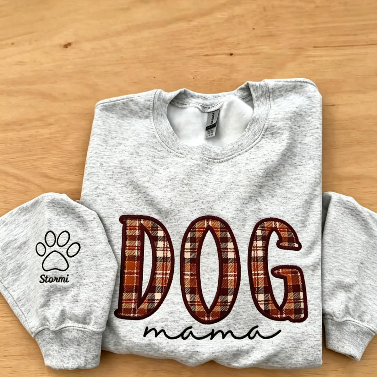 Custom Dog Mama Plaid Applique Sweatshirt