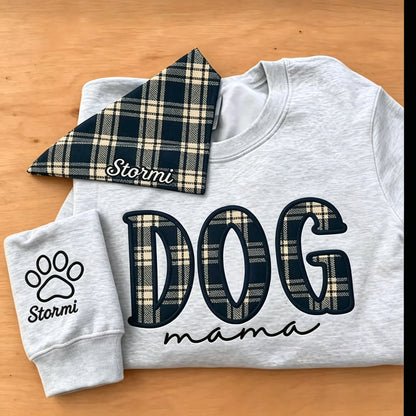 Custom Dog Mama Plaid Applique Sweatshirt