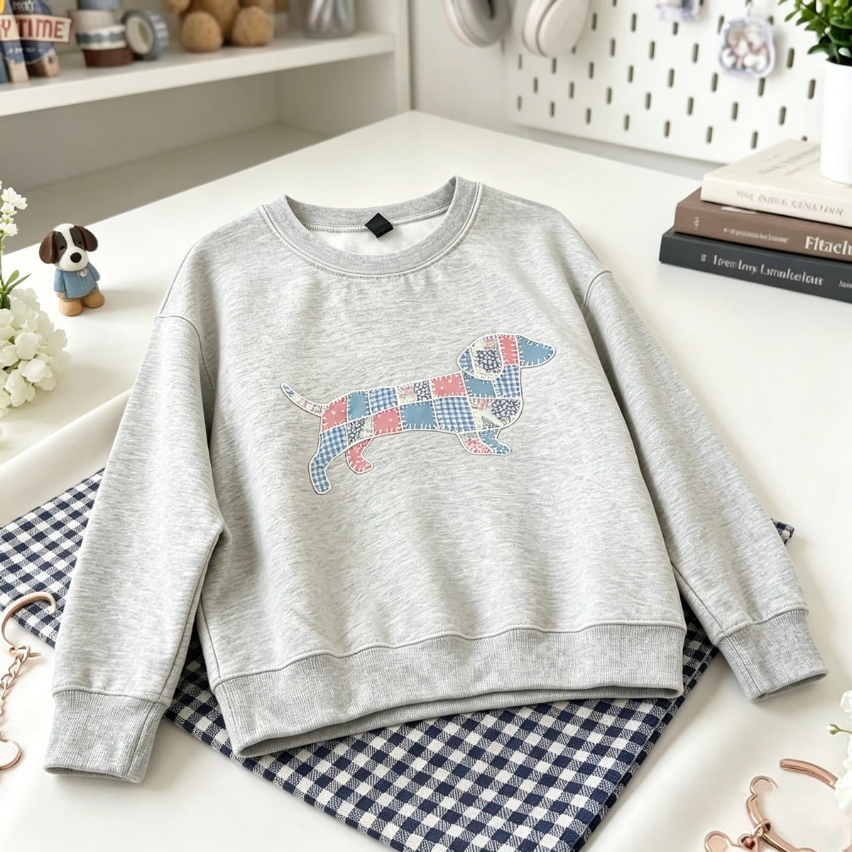 Custom Patchwork Dachshund Applique Sweatshirt