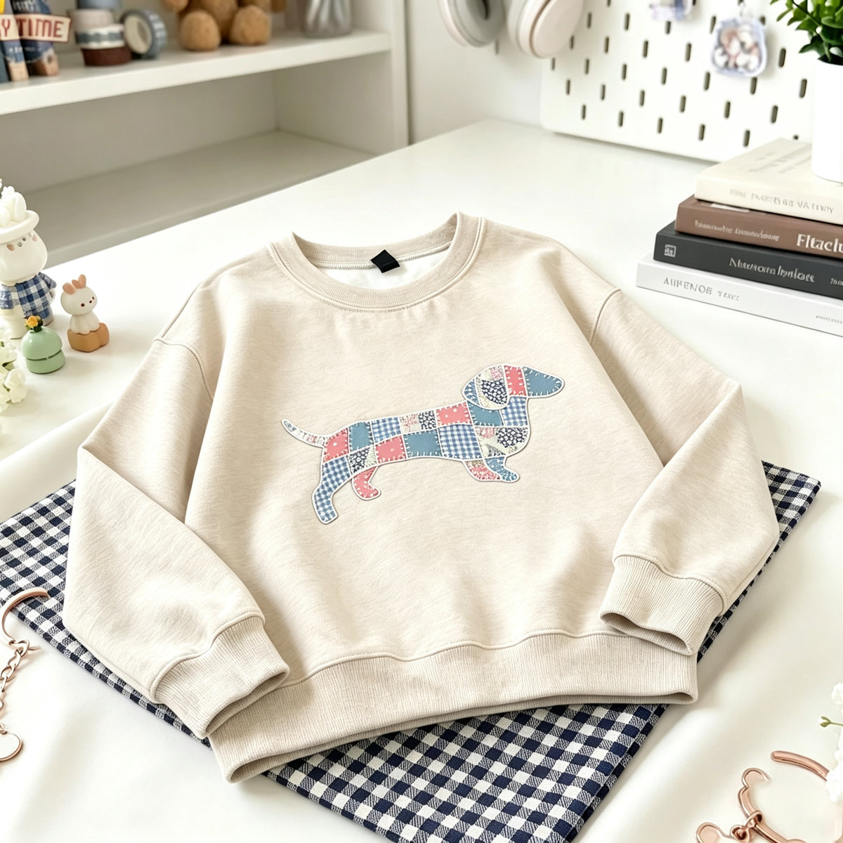 Custom Patchwork Dachshund Applique Sweatshirt