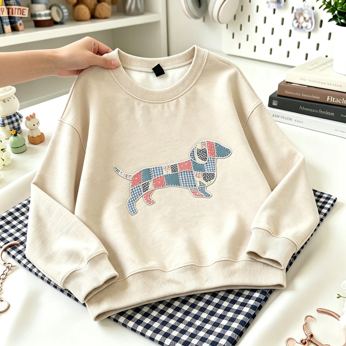 Custom Patchwork Dachshund Applique Sweatshirt