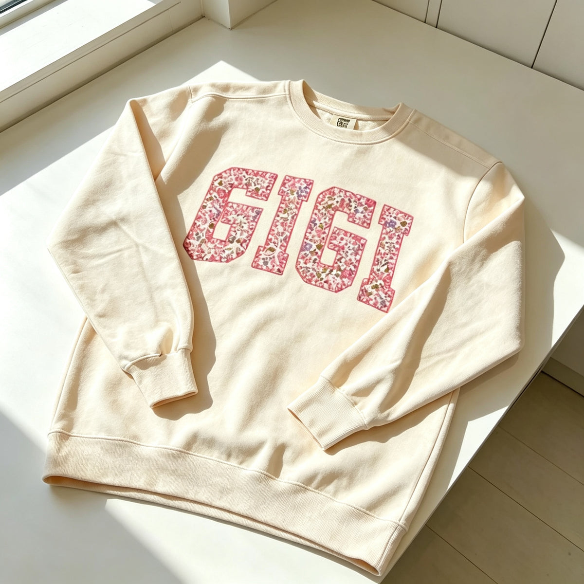 Custom Name Floral Applique Sweatshirt