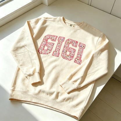 Custom Name Floral Applique Sweatshirt