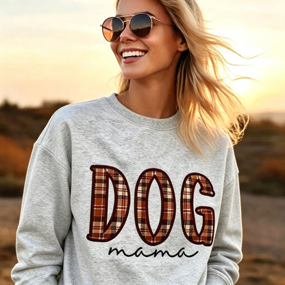 Custom Dog Mama Plaid Applique Sweatshirt