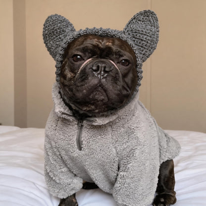 Custom Grey Dog Knit Ear Hat