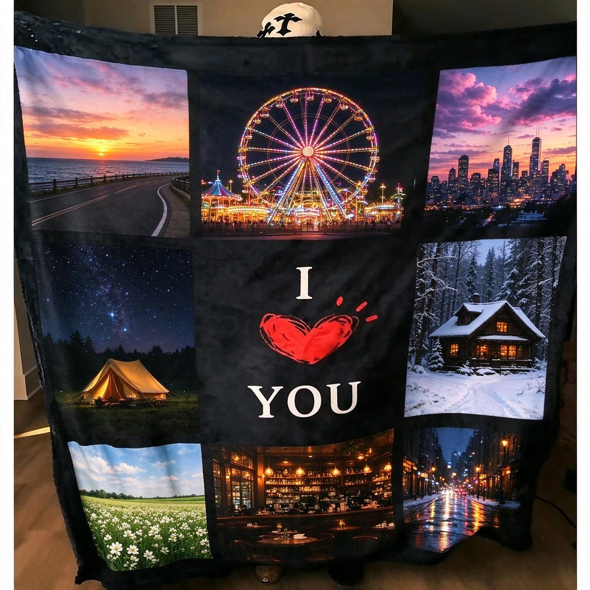 Custom Couple Photo Blanket – Personalized Love Photo Collage Blanket – Romantic Anniversary Gift for Couples
