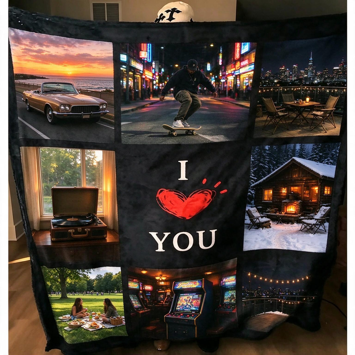 Custom Couple Photo Blanket – Personalized Love Photo Collage Blanket – Romantic Anniversary Gift for Couples