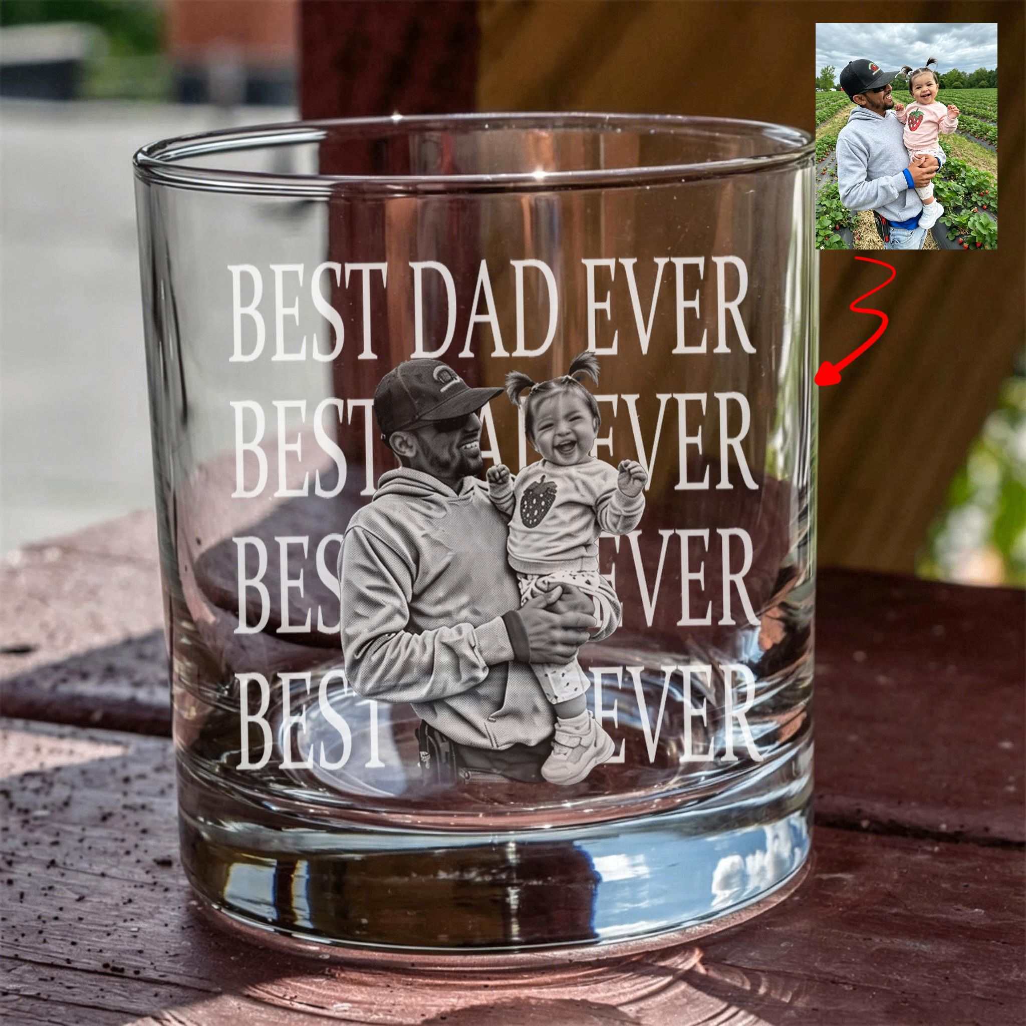 The "Best Dad Ever" Custom Portrait Whiskey Glass