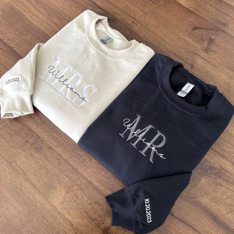 Custom Mr and Mrs Embroidered Sweatshirt