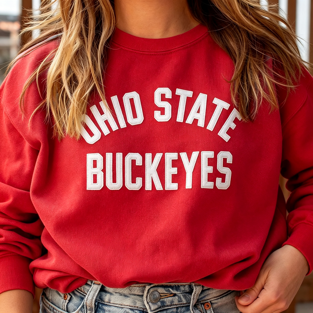 Custom Stitched Team Spirit  Retro Wool Felt Sweatshirt
