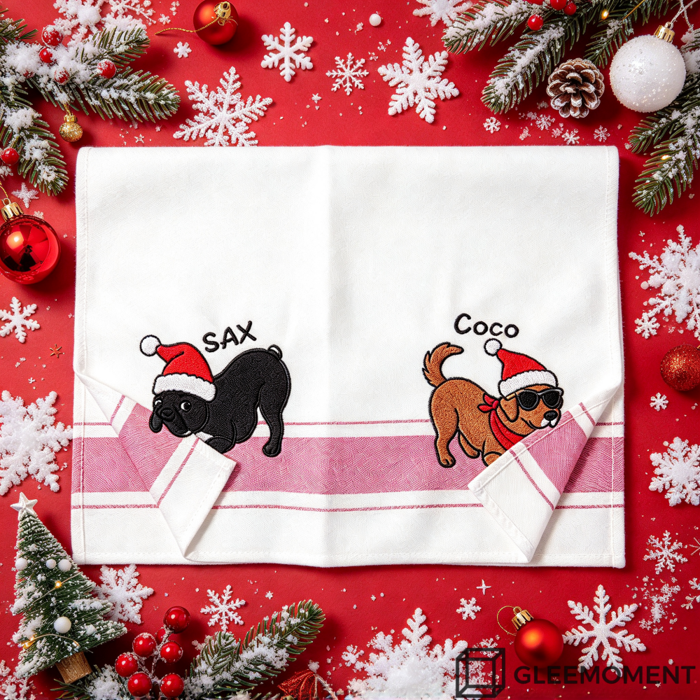 Custom Embroidered Pet Christmas Towel