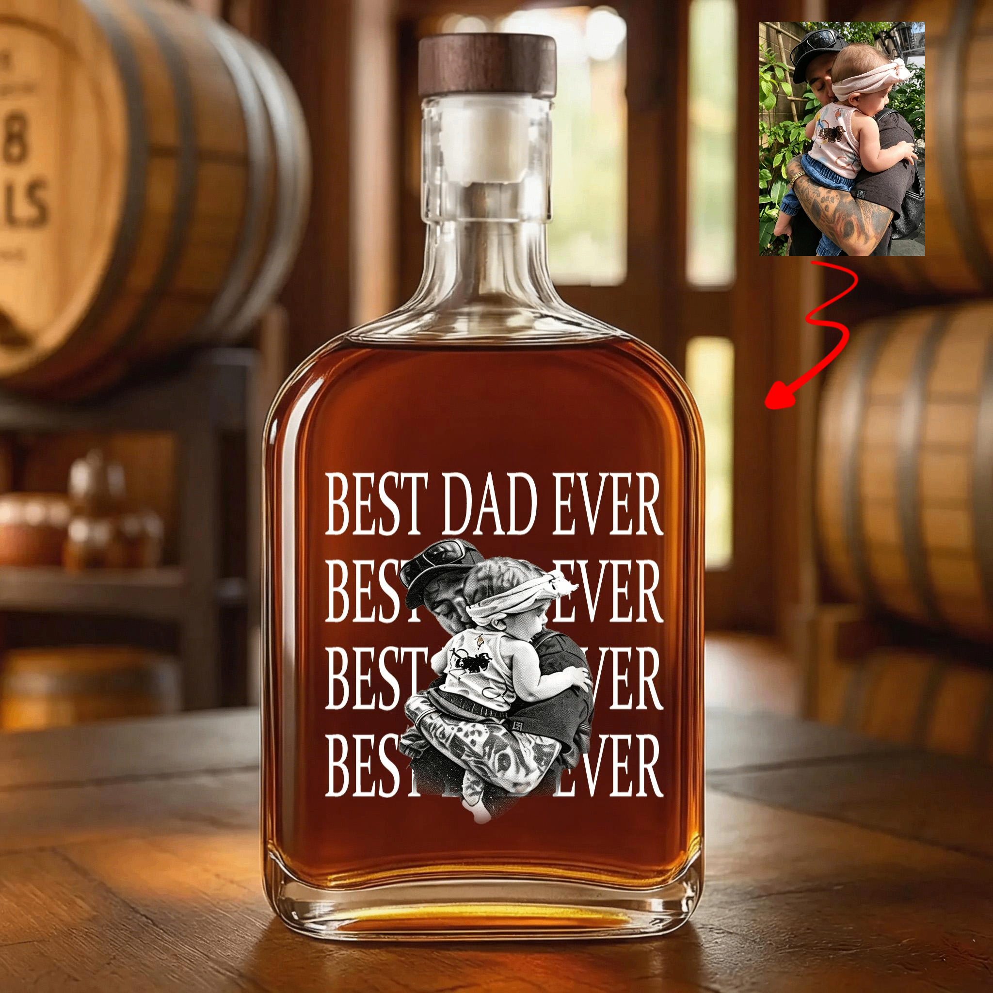 The "Best Dad Ever" Custom Portrait Whiskey Bottle