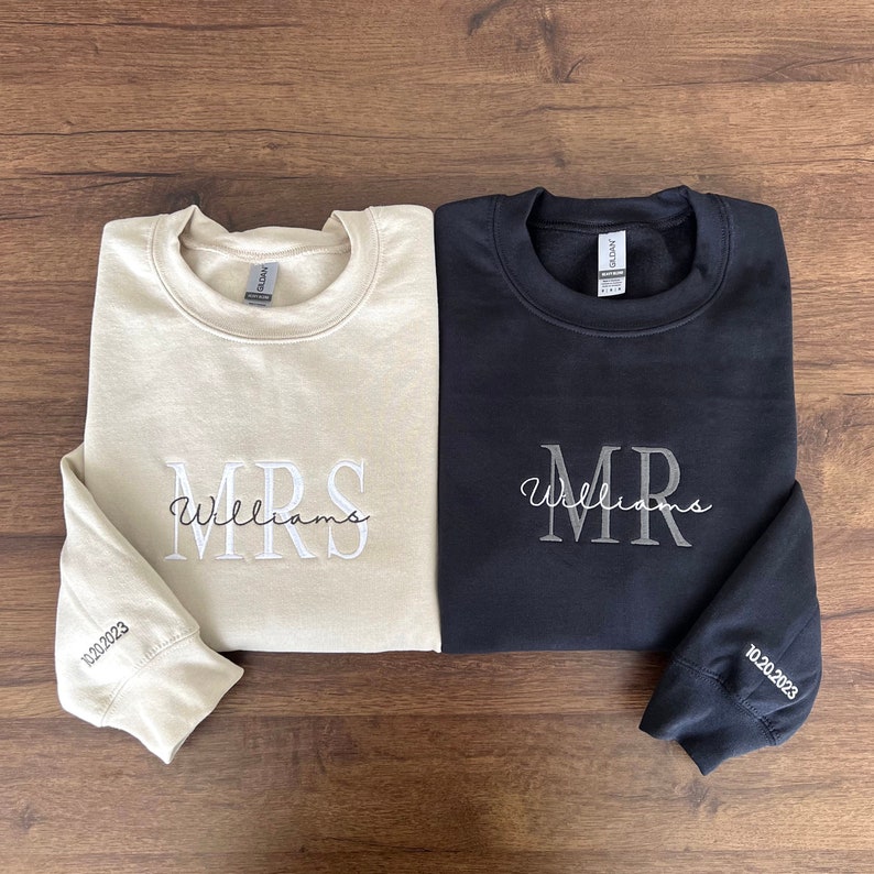 Custom Mr and Mrs Embroidered Sweatshirt