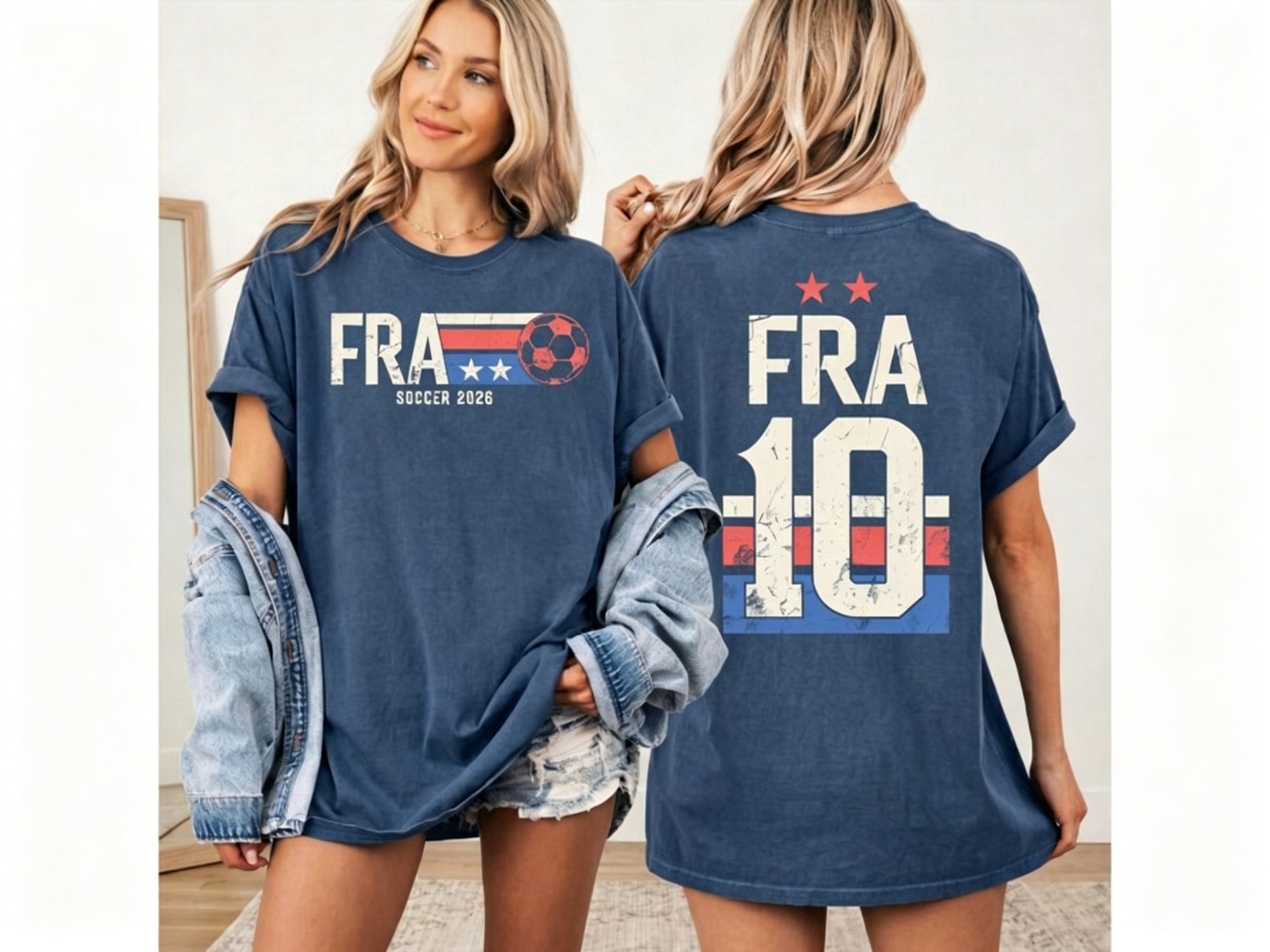 Retro Distressed USA Soccer Tee, Front & Back Print 2026 USA Football Oversized T-shirt
