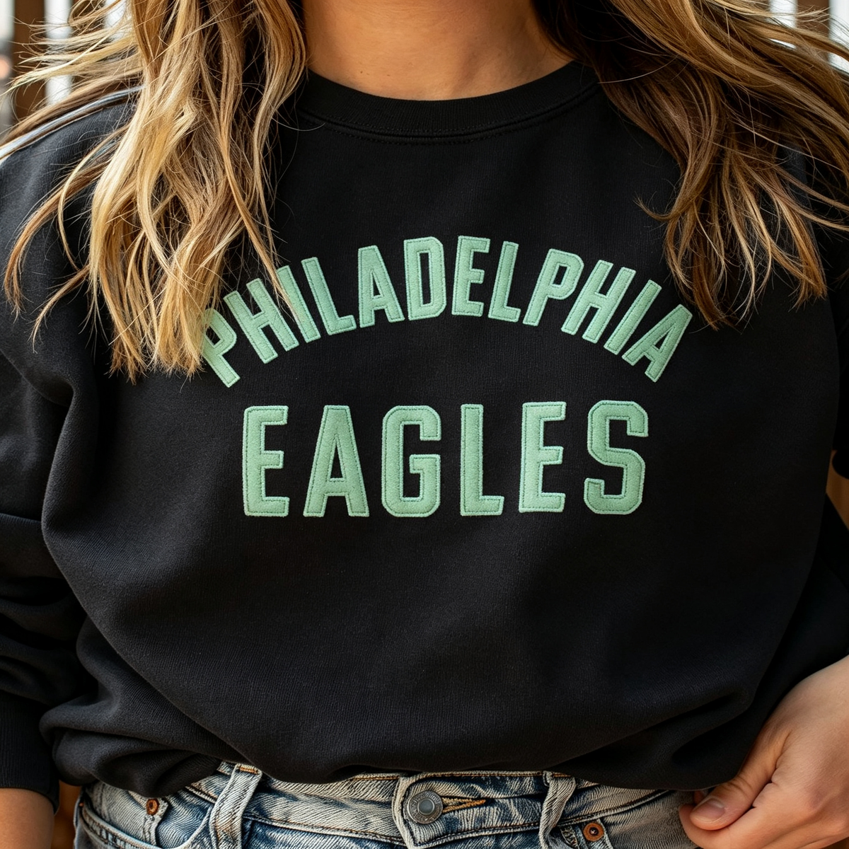Custom Stitched Team Spirit  Retro Wool Felt Sweatshirt