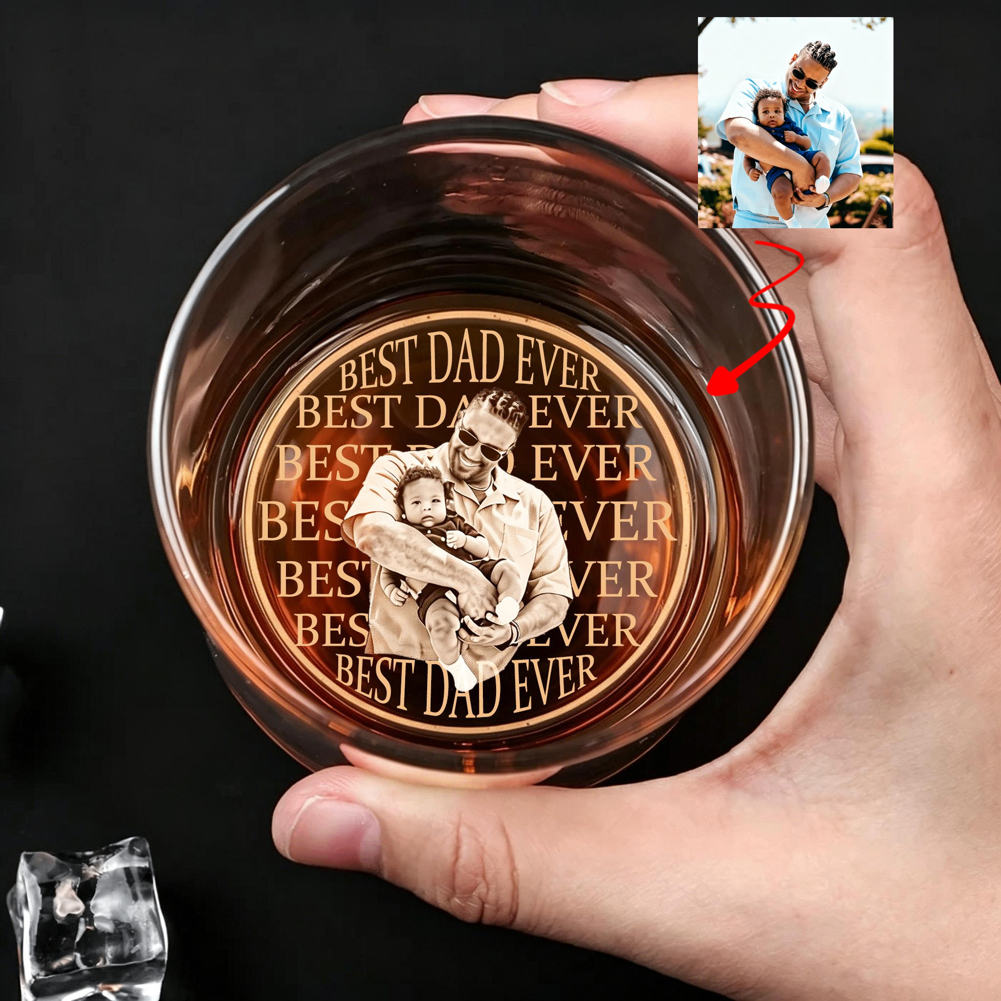 The "Best Dad Ever" Custom Portrait Whiskey Glass