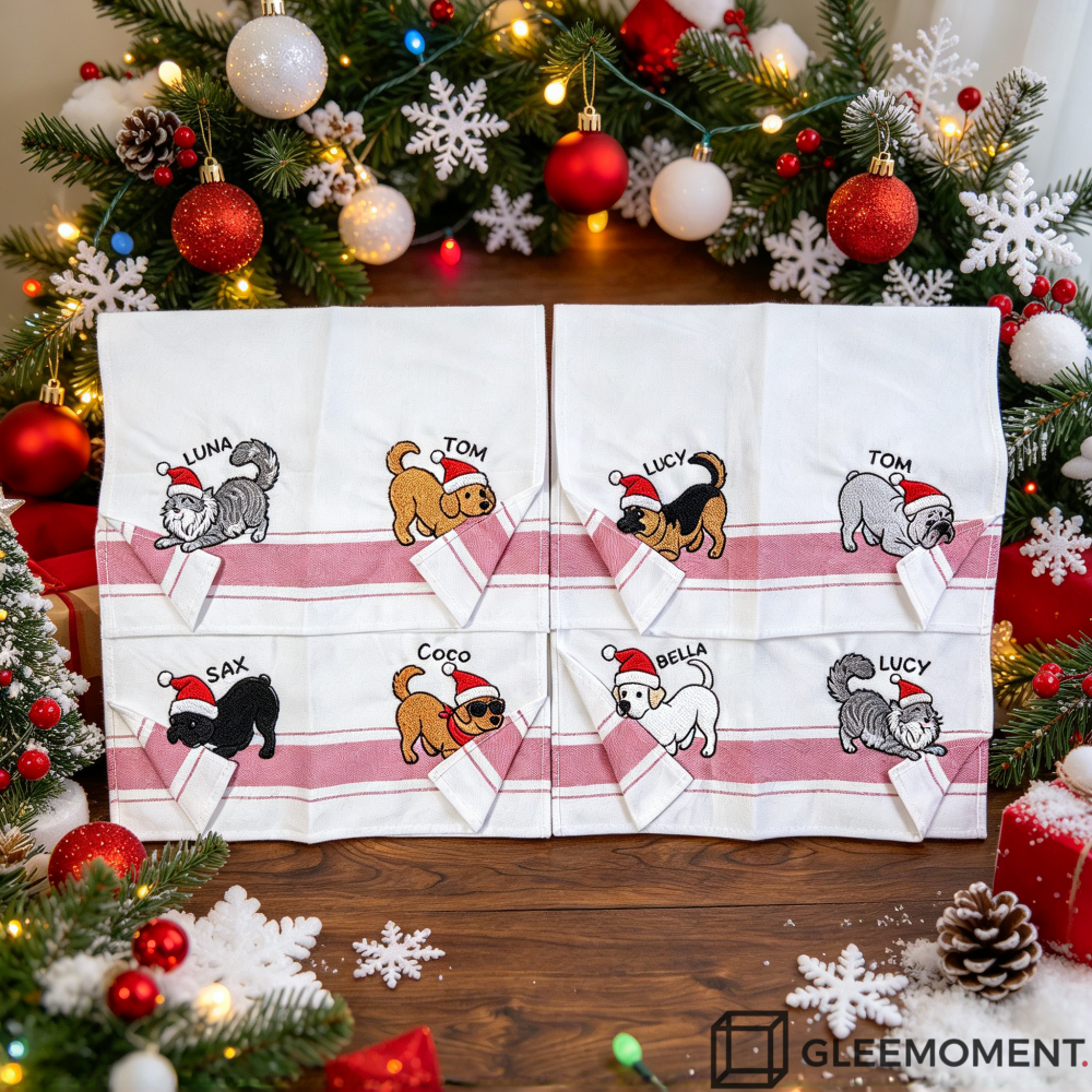 Custom Embroidered Pet Christmas Towel